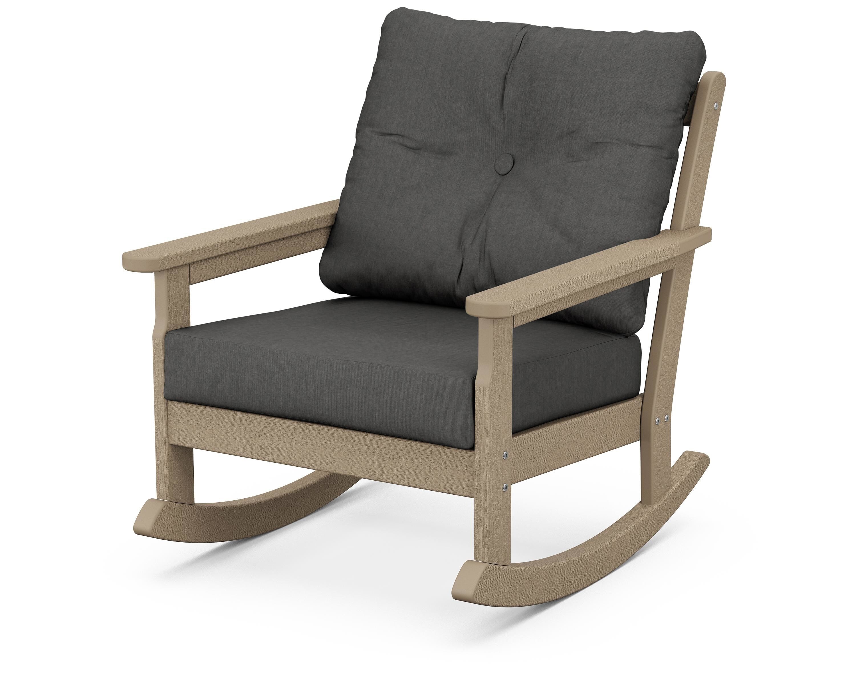 POLYWOOD® Vineyard Deep Seating Rocking Chair in Vintage Sahara / Spectrum Carbon