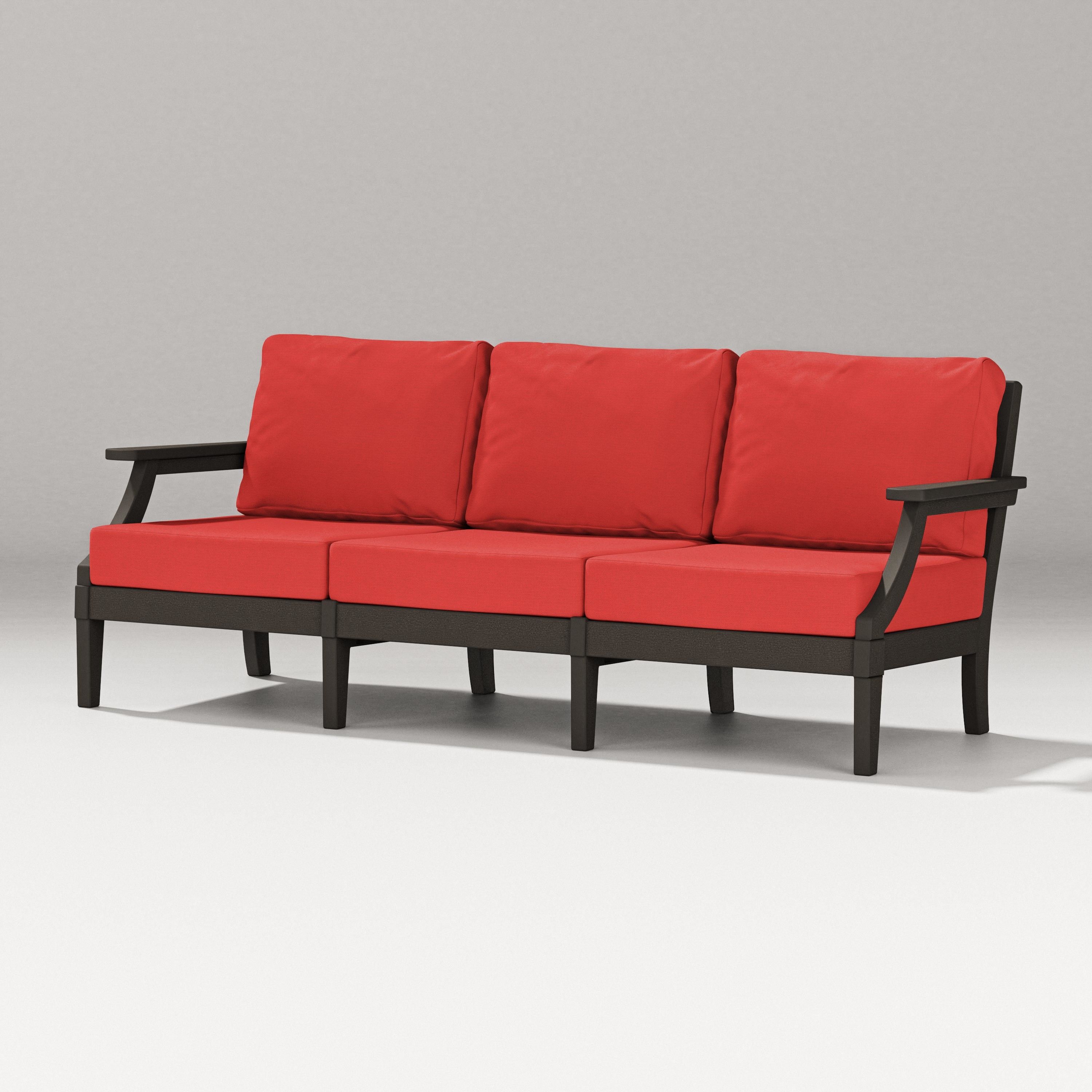 PW Designer Series Estate Sofa in Vintage Coffee / Crimson Linen
