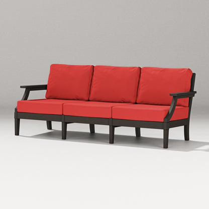 PW Designer Series Estate Sofa in Vintage Coffee / Crimson Linen