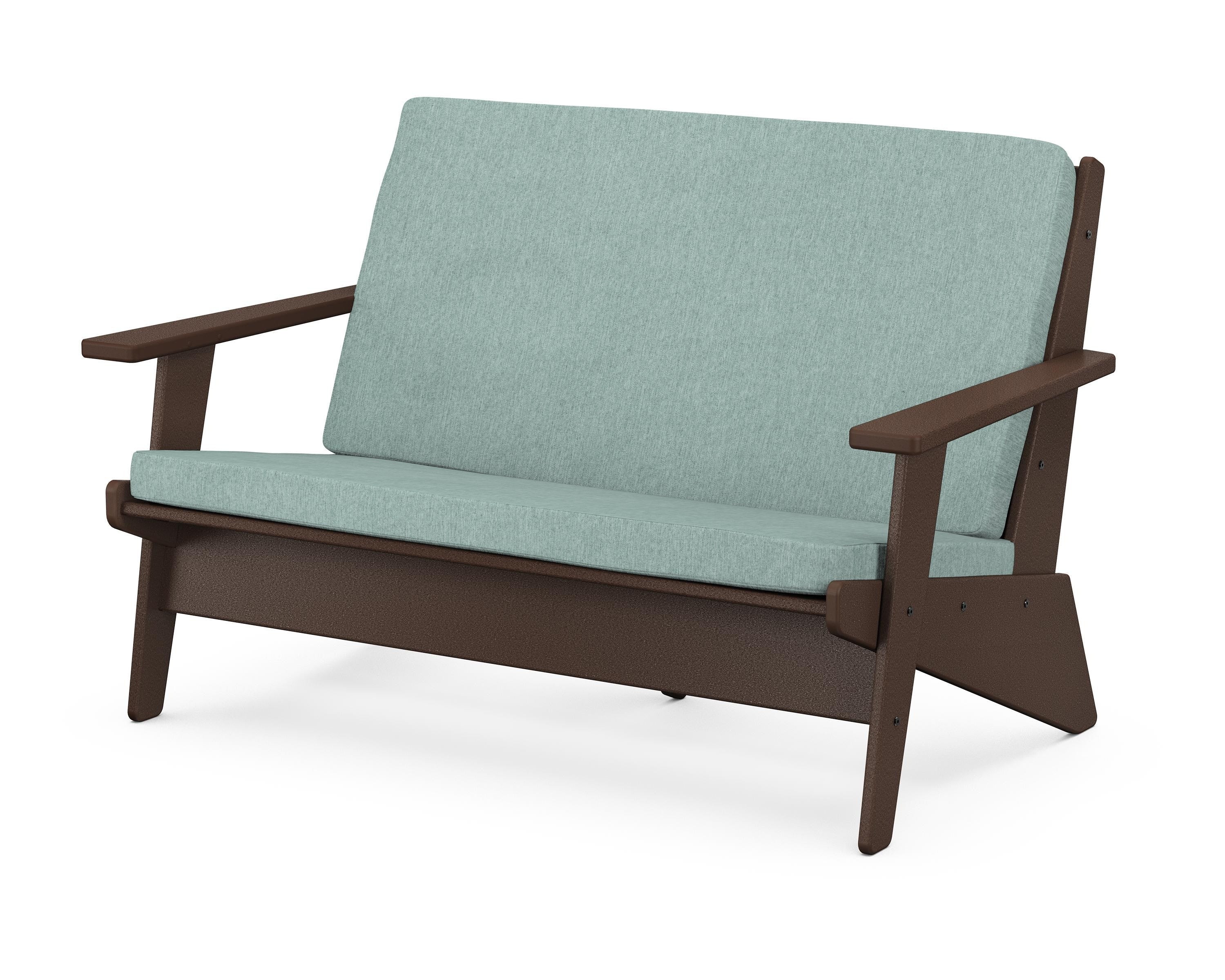 POLYWOOD® Riviera Modern Lounge Loveseat in Mahogany / Glacier Spa