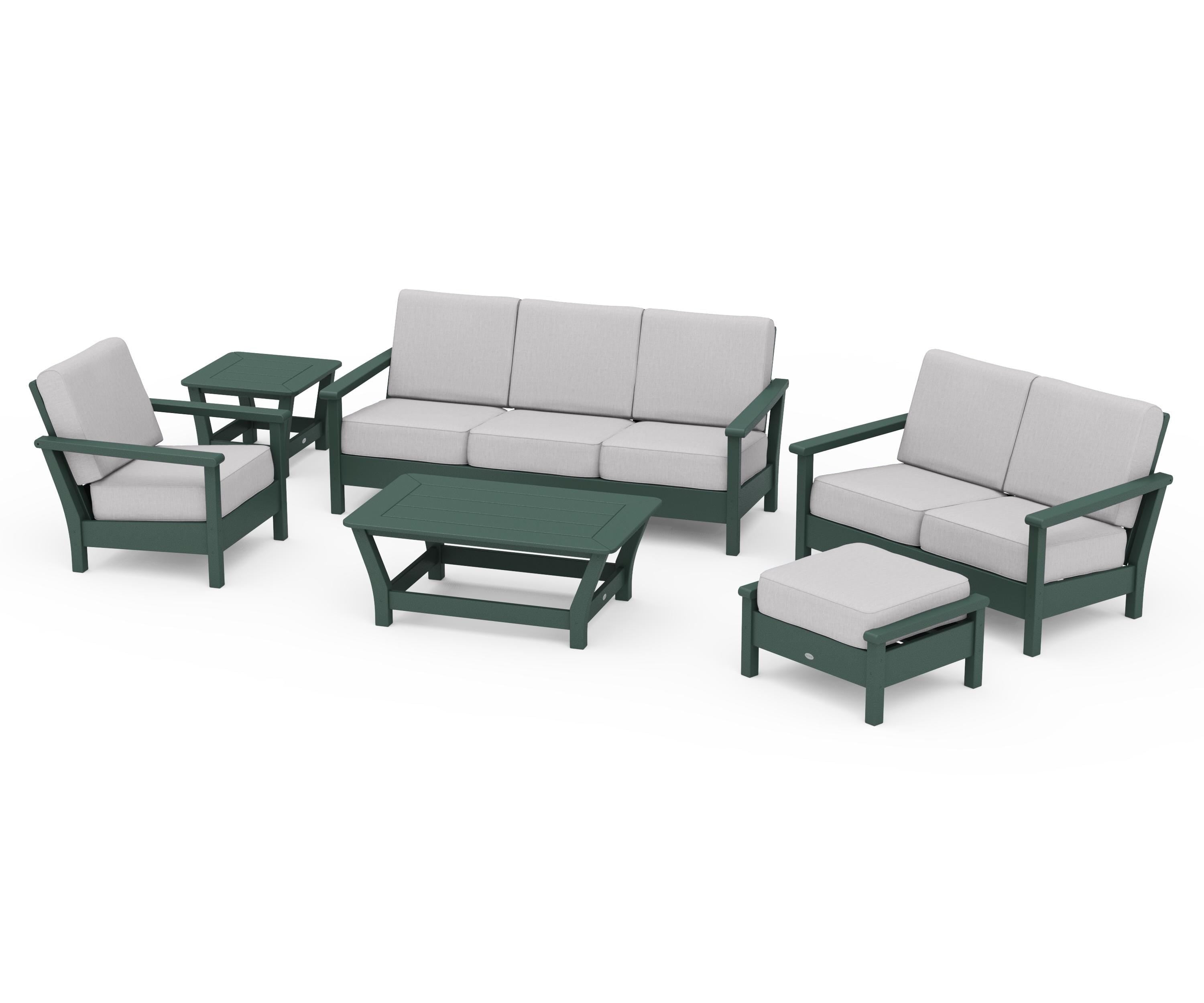 POLYWOOD® Harbour 6-Piece Outdoor Living Set in Green / Granite