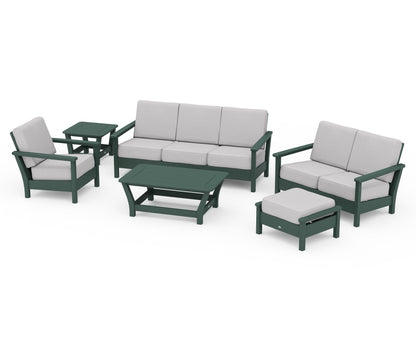 POLYWOOD® Harbour 6-Piece Outdoor Living Set in Green / Granite