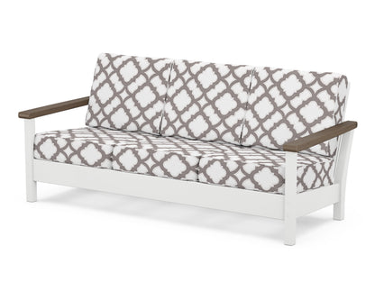 POLYWOOD® Harbour Deep Seating Sofa in White / Kona / Trellis Grey Mist