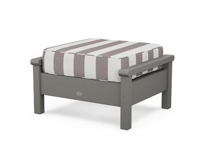 POLYWOOD® Harbour Deep Seating Ottoman in Slate Grey / Cabana Stripe Grey Mist