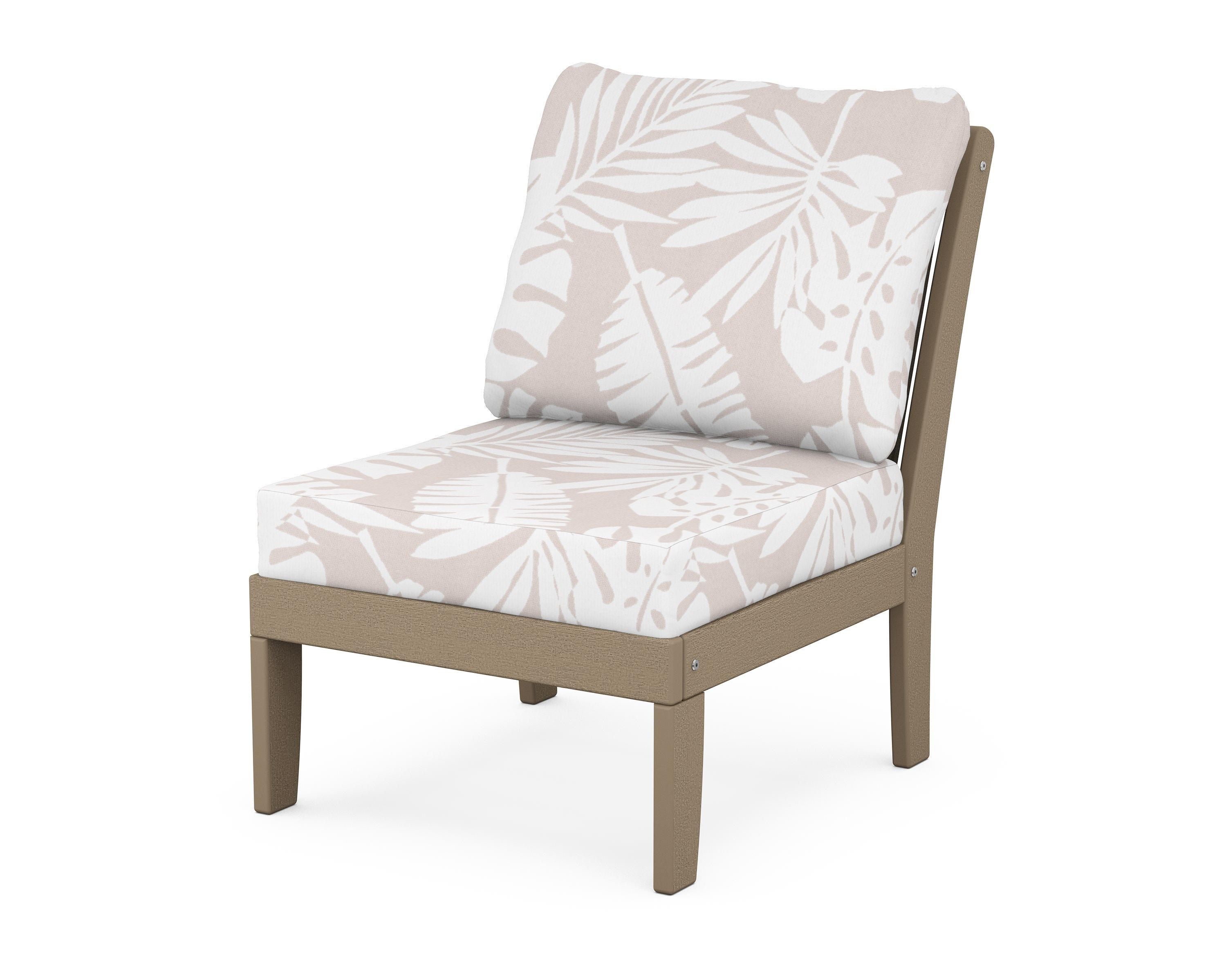 POLYWOOD® Braxton Modular Armless Chair in Vintage Sahara / Leaf Dune Burlap