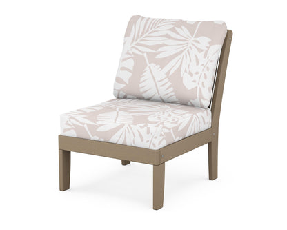 POLYWOOD® Braxton Modular Armless Chair in Vintage Sahara / Leaf Dune Burlap