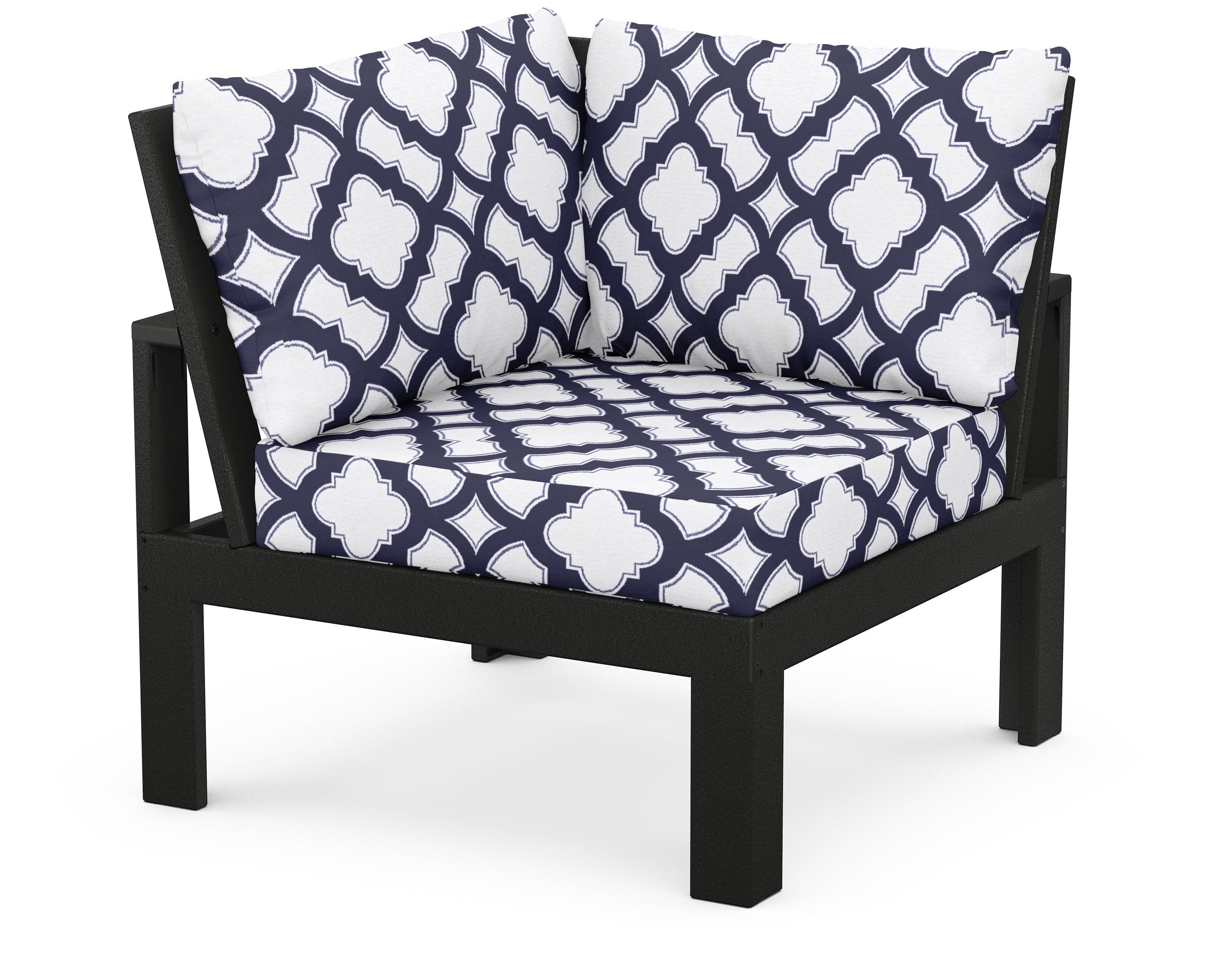 Unbranded Modular Corner Chair in Black / Trellis Navy