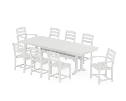 POLYWOOD® La Casa Café 9-Piece Dining Set with Trestle Legs in White