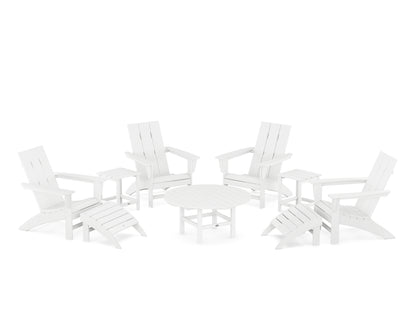 POLYWOOD® Modern Adirondack Chair 9-Piece Conversation Set in White