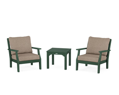 Martha Stewart by POLYWOOD® Chinoiserie 3-Piece Deep Seating Set in Green / Spiced Burlap