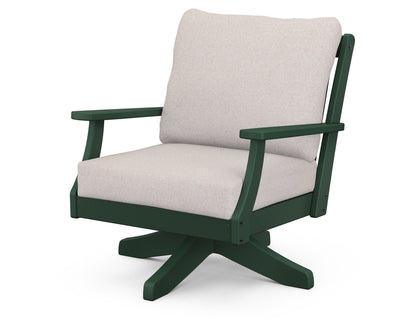 POLYWOOD® Braxton Deep Seating Swivel Chair in Green / Dune Burlap