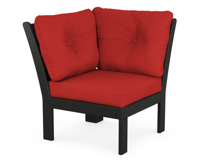 POLYWOOD® Vineyard Modular Corner Chair in Black / Crimson Linen