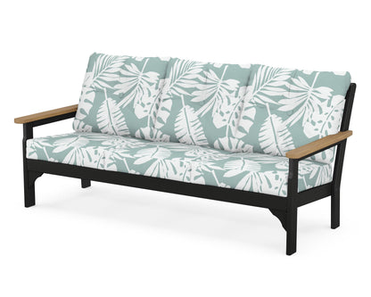 POLYWOOD® Vineyard Deep Seating Sofa in Black / Natural / Leaf Glacier Spa