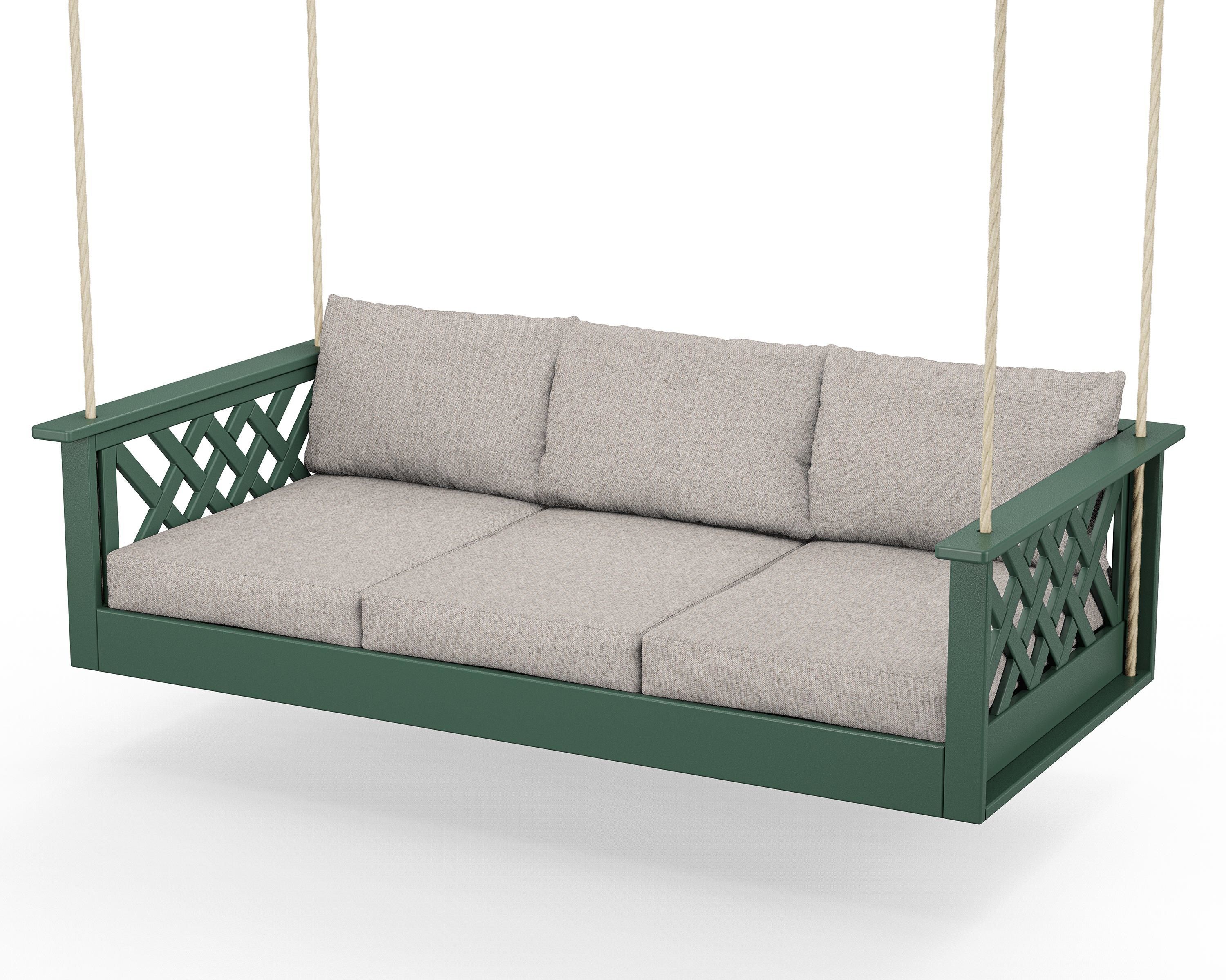 Country Living Wovendale Daybed Swing in Green / Weathered Tweed