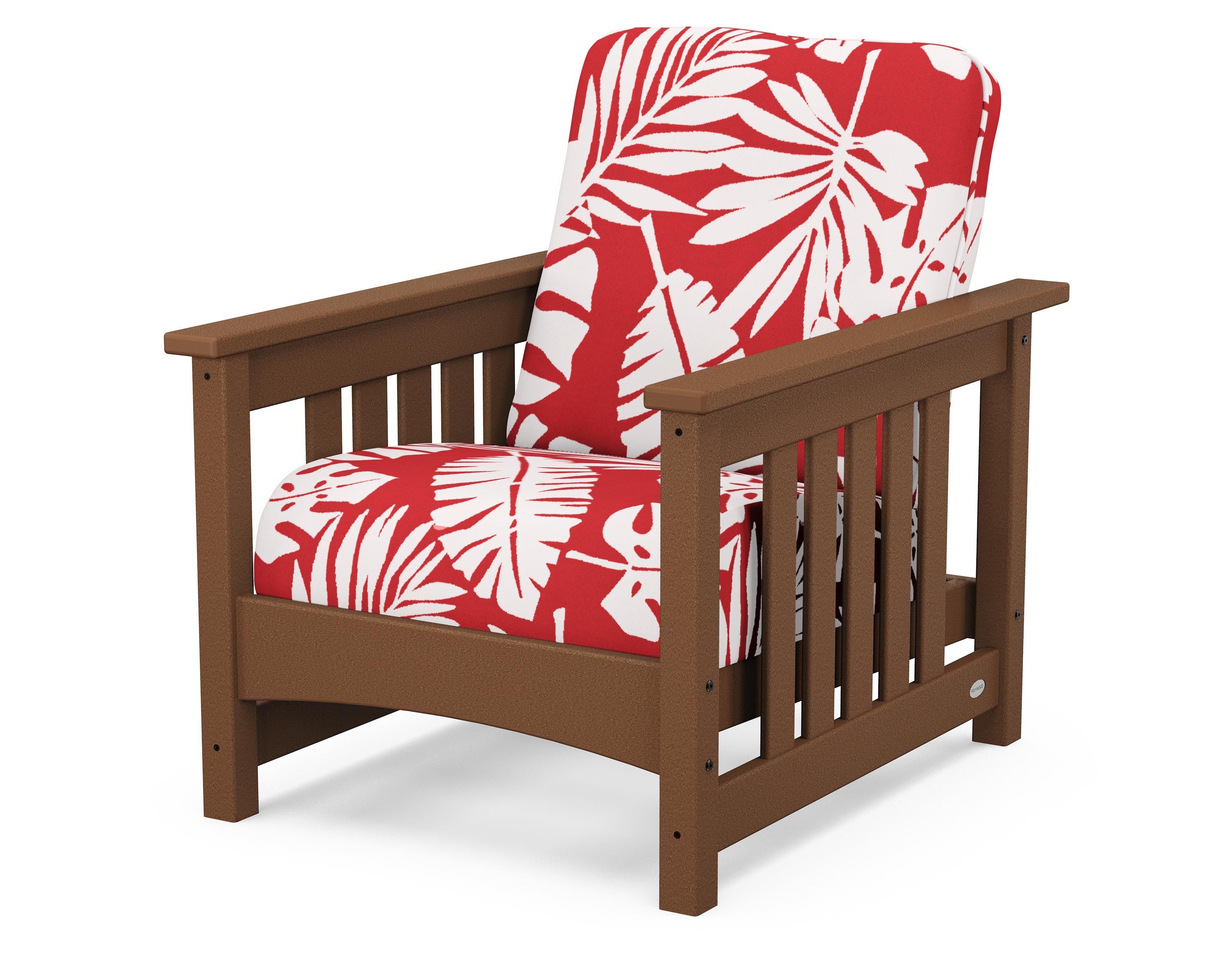 POLYWOOD® Club Mission Chair in Teak / Leaf Crimson