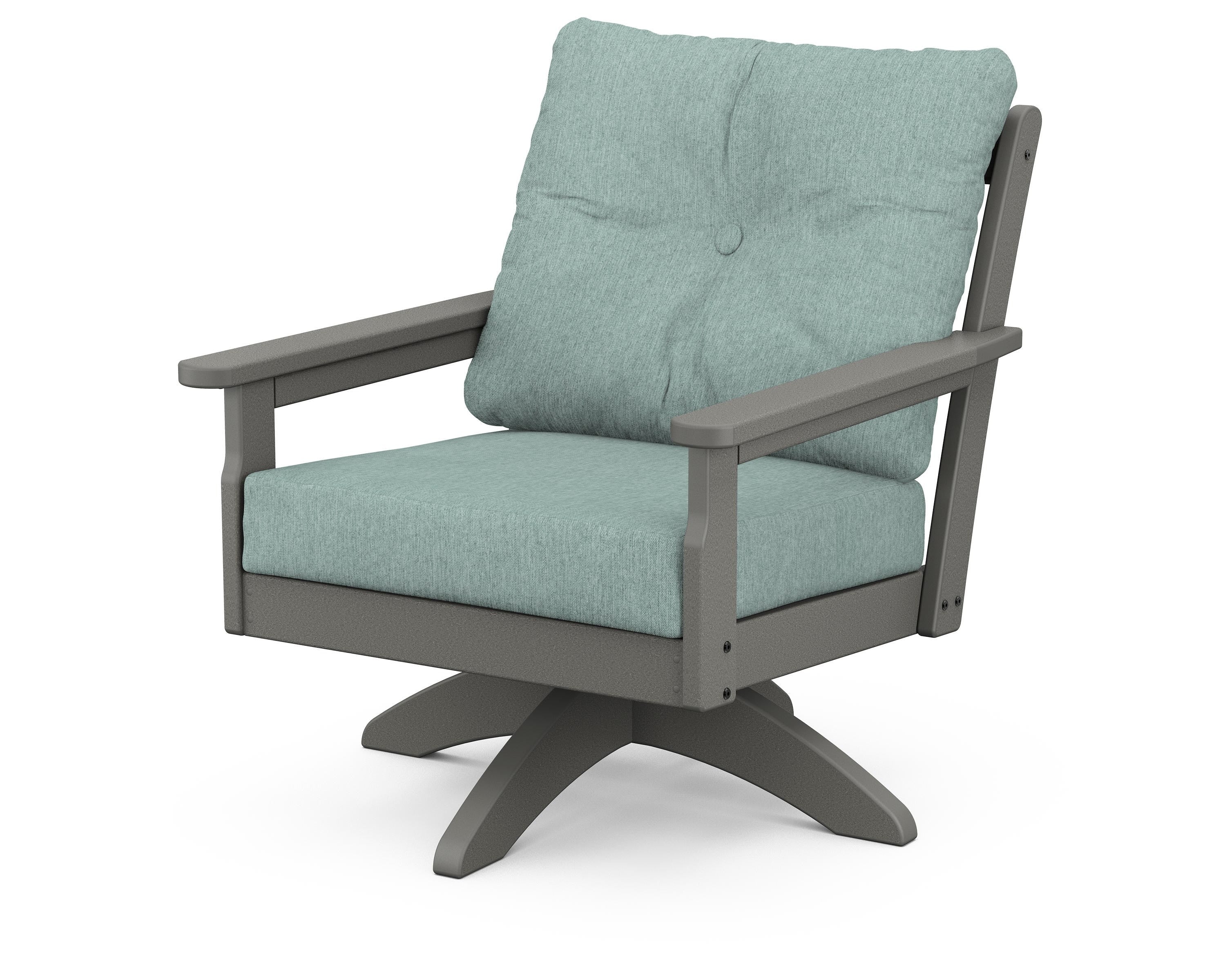 POLYWOOD® Vineyard Deep Seating Swivel Chair in Slate Grey / Glacier Spa