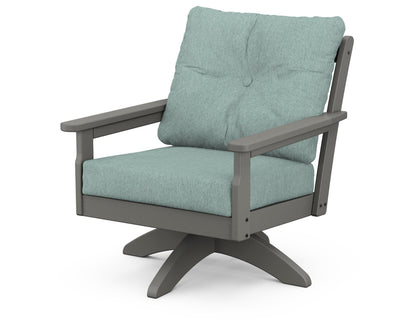 POLYWOOD® Vineyard Deep Seating Swivel Chair in Slate Grey / Glacier Spa