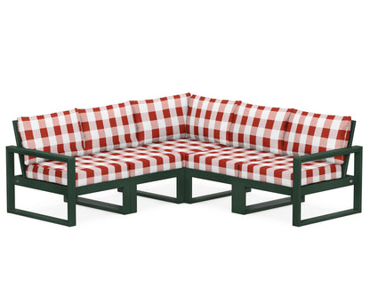 POLYWOOD® EDGE 5-Piece Modular Deep Seating Set in Green / Buffalo Plaid Crimson
