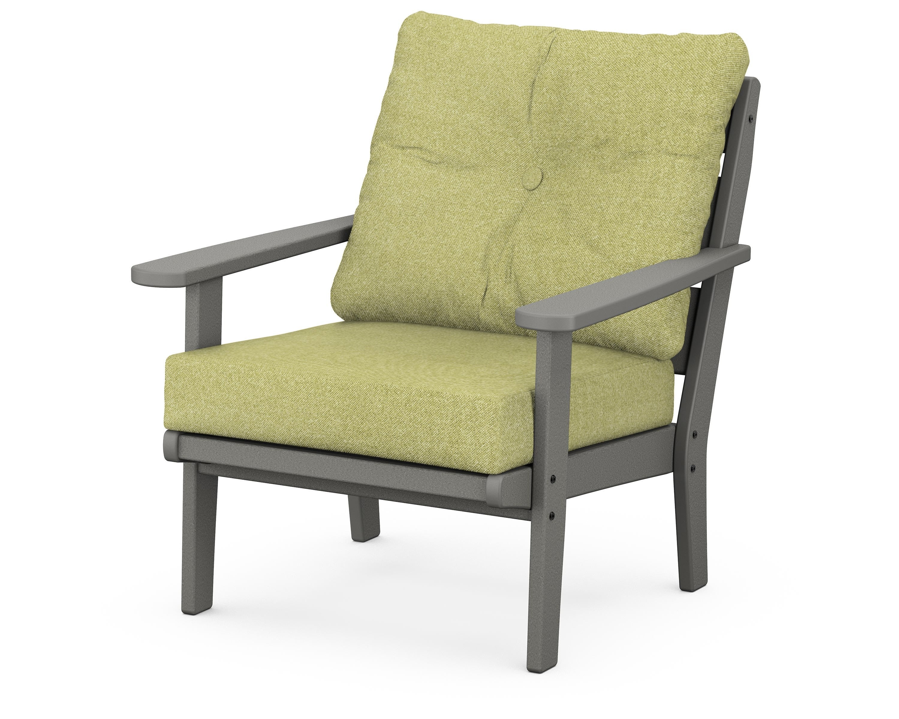 POLYWOOD® Lakeside Deep Seating Chair in Slate Grey / Chartreuse Boucle