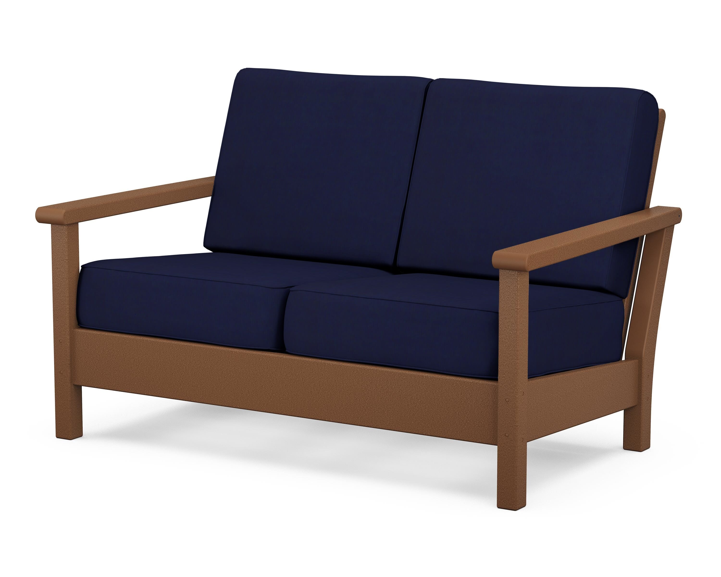 POLYWOOD® Harbour Deep Seating Loveseat in Teak / Navy