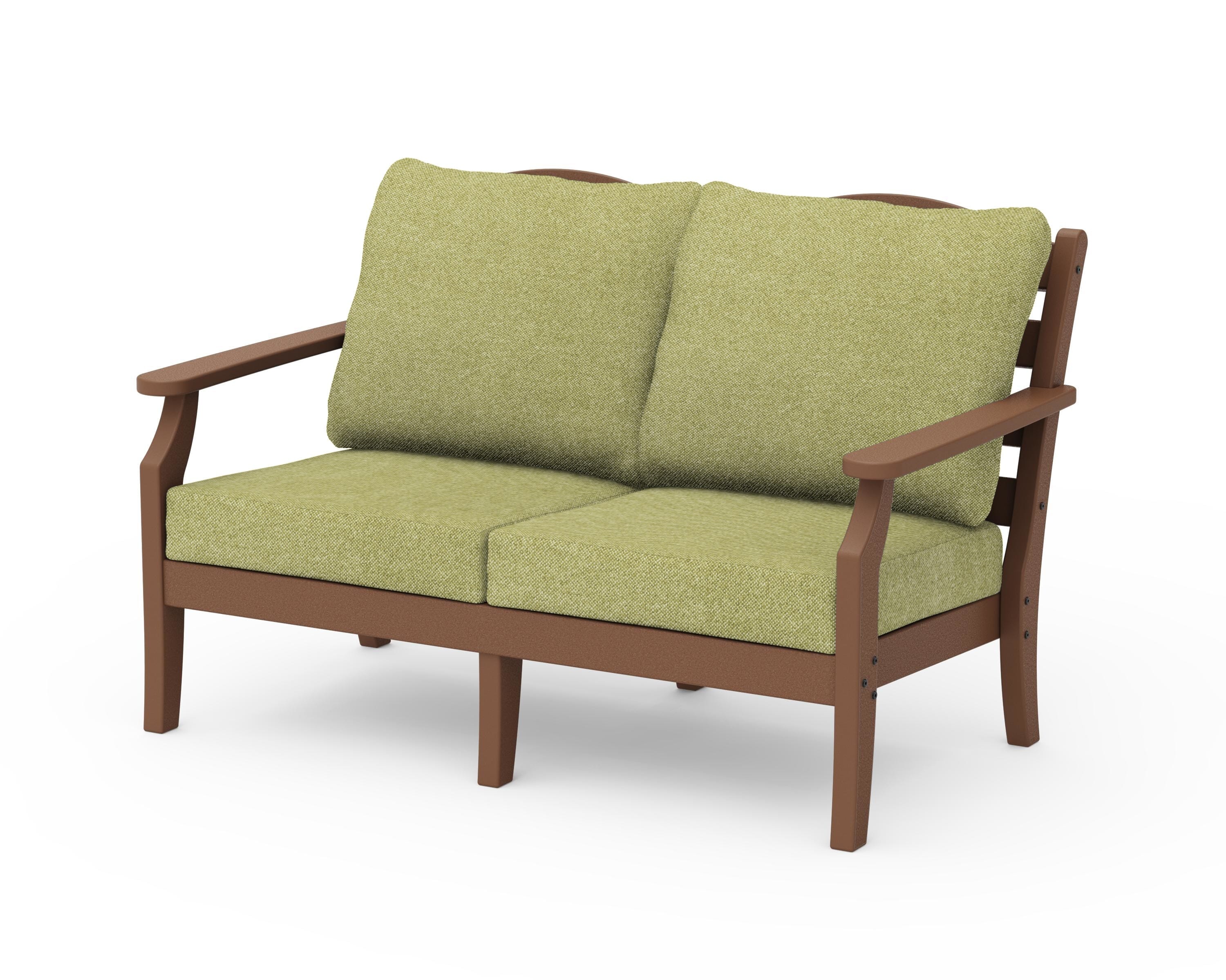 Draper James™ by  POLYWOOD® Savannah Deep Seating Loveseat in Teak / Chartreuse Boucle