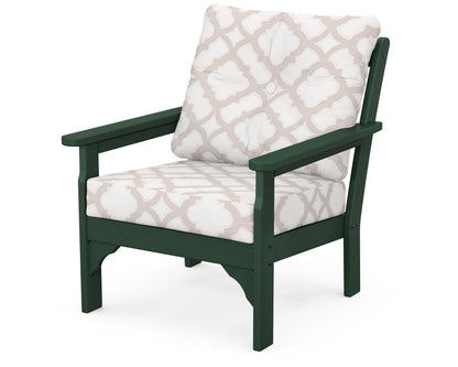 POLYWOOD® Vineyard Deep Seating Chair in Green / Trellis Dune Burlap