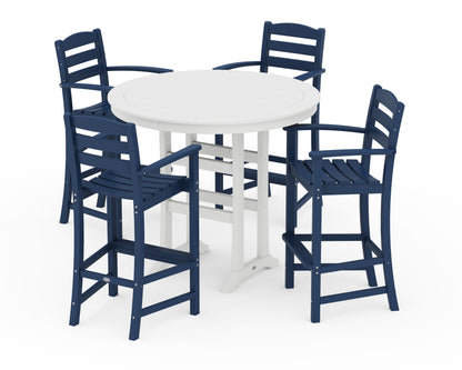 POLYWOOD® La Casa Café 5-Piece Bar Dining Set in Navy / White