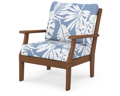 POLYWOOD® Braxton Deep Seating Chair in Teak / Leaf Sky Blue