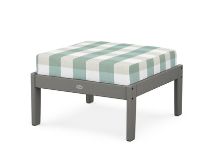 POLYWOOD® Braxton Deep Seating Ottoman in Slate Grey / Buffalo Plaid Glacier Spa