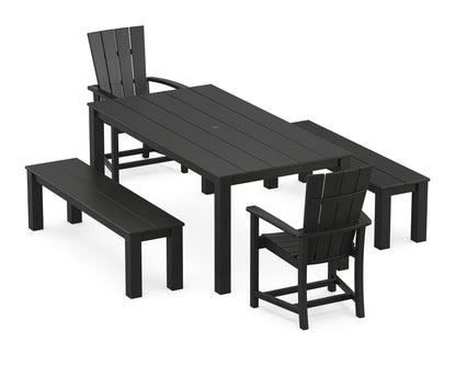 POLYWOOD® Quattro 5-Piece Parsons Dining Set with Benches in Black