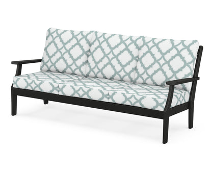 POLYWOOD® Braxton Deep Seating Sofa in Black / Trellis Glacier Spa