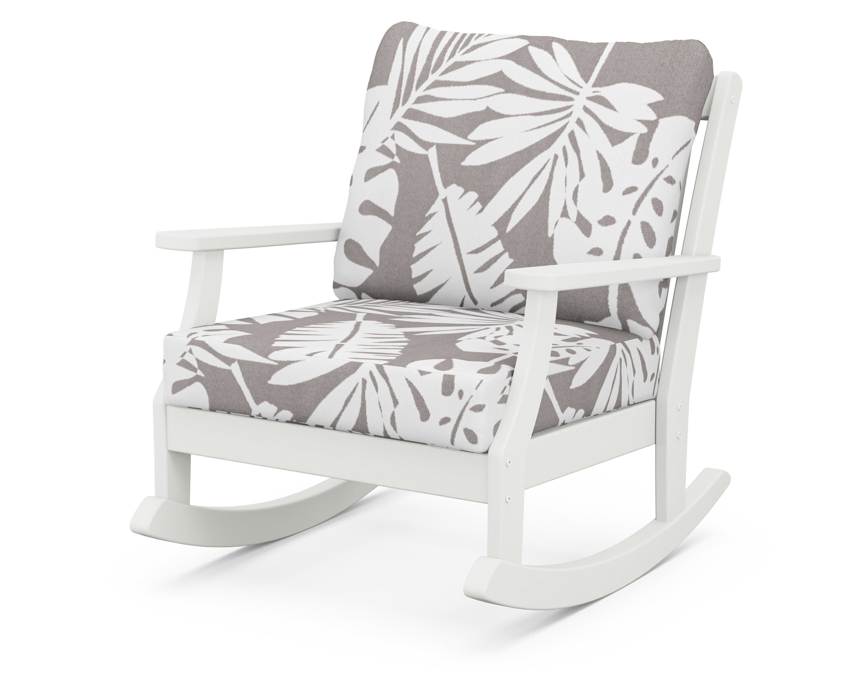 POLYWOOD® Braxton Deep Seating Rocking Chair in Vintage White / Leaf Grey Mist