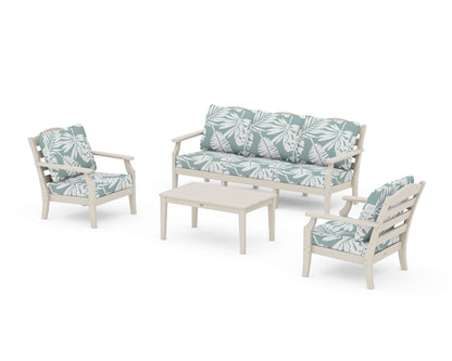 Draper James™ by  POLYWOOD® Savannah 4-Piece Deep Seating Set with Sofa in Sand / Leaf Glacier Spa