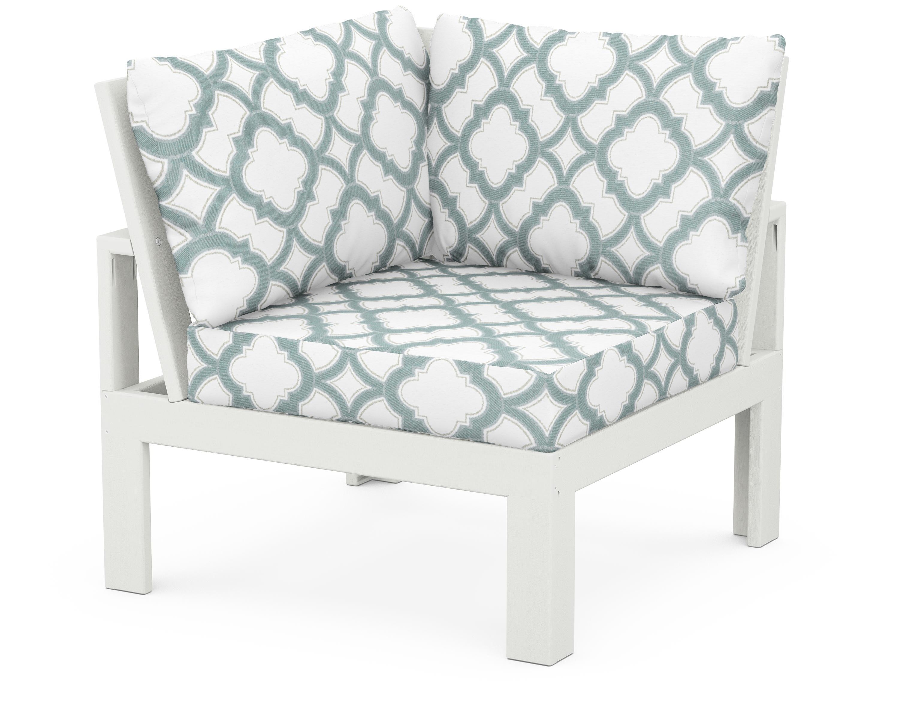 Unbranded Modular Corner Chair in Vintage White / Trellis Glacier Spa