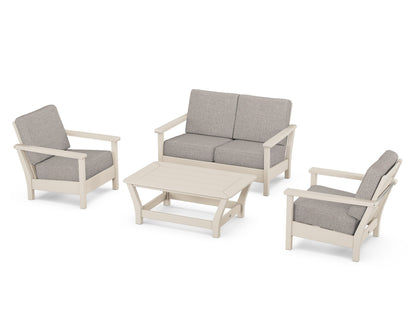 POLYWOOD® Harbour 4-Piece Deep Seating Set in Sand / Weathered Tweed