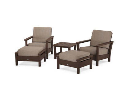 POLYWOOD® Harbour 5-Piece Deep Seating Chair Set in Mahogany / Spiced Burlap