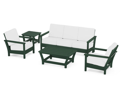 POLYWOOD® Harbour 5-Piece Deep Seating Set in Green / Natural