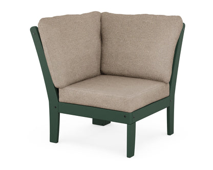POLYWOOD® Braxton Modular Corner Chair in Green / Spiced Burlap