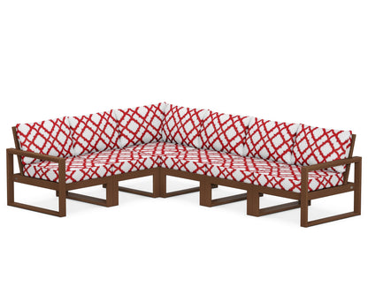 POLYWOOD® EDGE 6-Piece Modular Deep Seating Set in Teak / Trellis Crimson