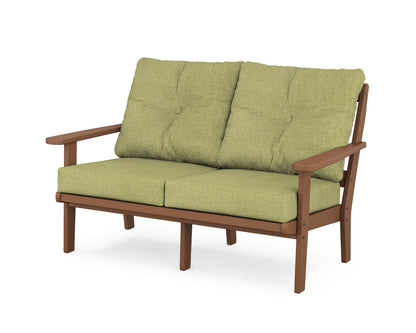 POLYWOOD® Mission Deep Seating Loveseat in Teak / Chartreuse Boucle