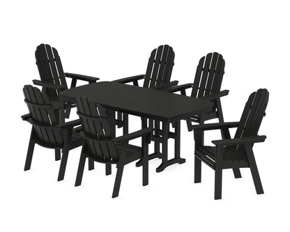 POLYWOOD® Vineyard Curveback Adirondack Chair 7-Piece Dining Set in Black