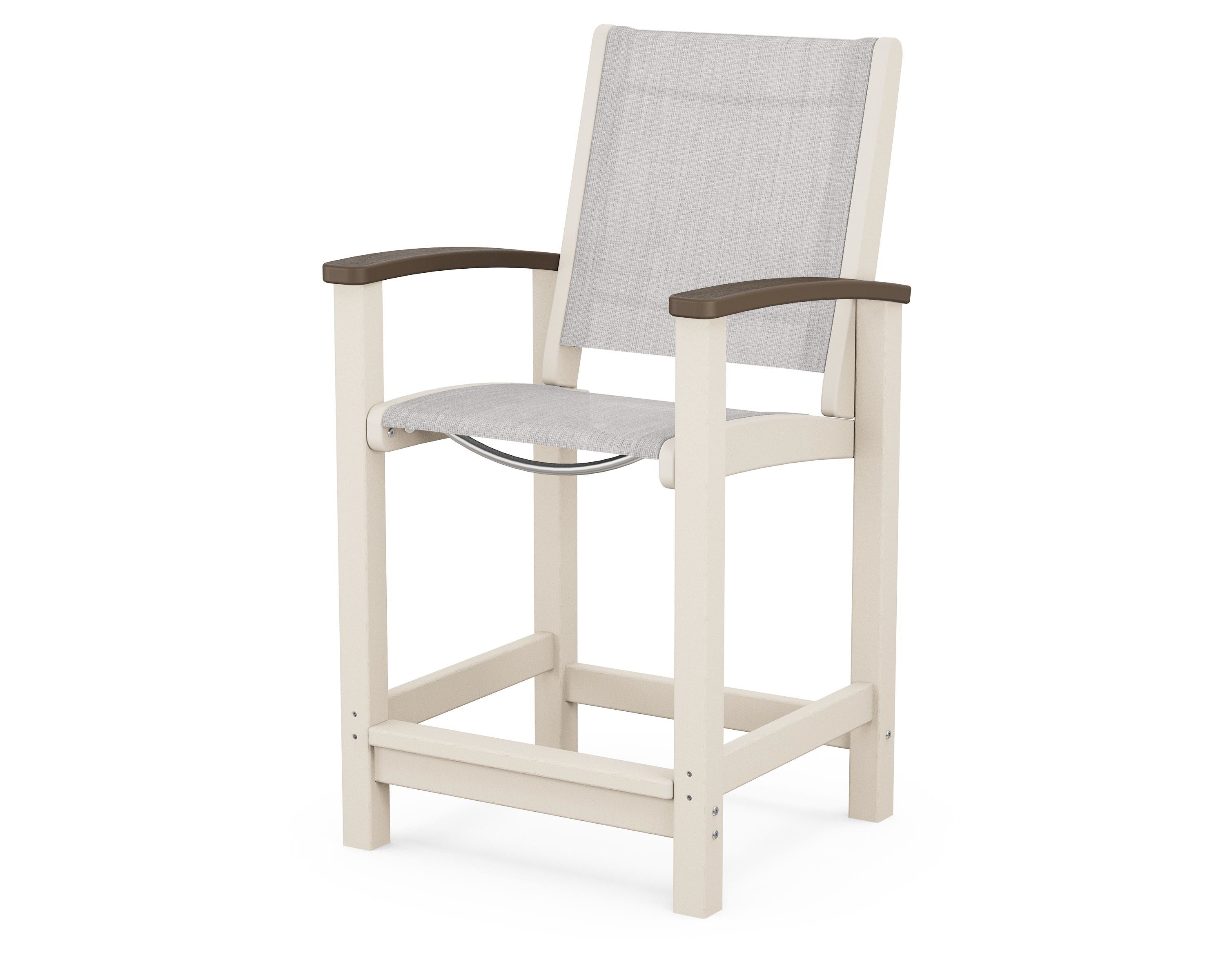 POLYWOOD® Coastal Counter Chair in Sand / Kona / Parchment Sling