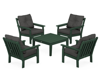 POLYWOOD® Vineyard 5-Piece Deep Seating Conversation Set in Green / Spectrum Carbon