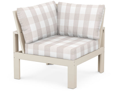 Unbranded Modular Corner Chair in Sand / Buffalo Plaid Dune Burlap
