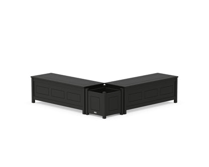 Country Living 48" Country Living L- Shaped Planter Storage Bench Set in Black