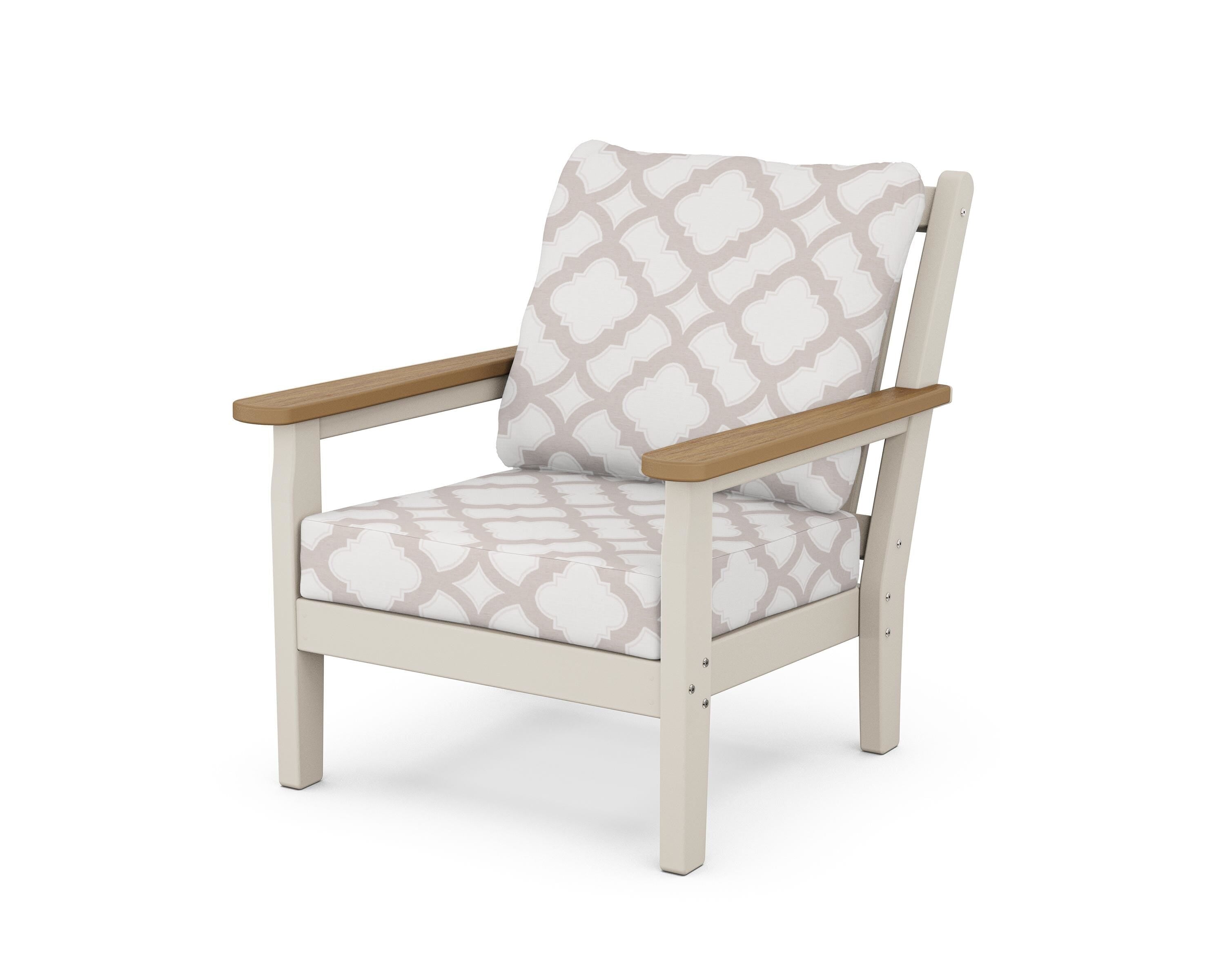 POLYWOOD® Chippendale Deep Seating Chair in Sand / Natural / Trellis Dune Burlap