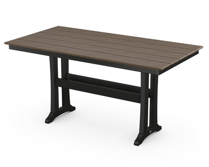 POLYWOOD® Farmhouse Trestle 37" x 72" Counter Table in Black / Kona