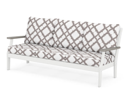 POLYWOOD® Braxton Deep Seating Sofa in White / Driftwood / Trellis Grey Mist