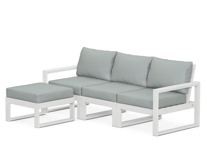 POLYWOOD® EDGE 4-Piece Modular Deep Seating Set with Ottoman in White / Spa