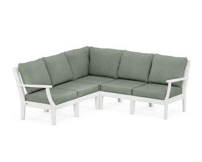POLYWOOD® Braxton Modular 5-Piece Deep Seating Set in White / Cast Sage